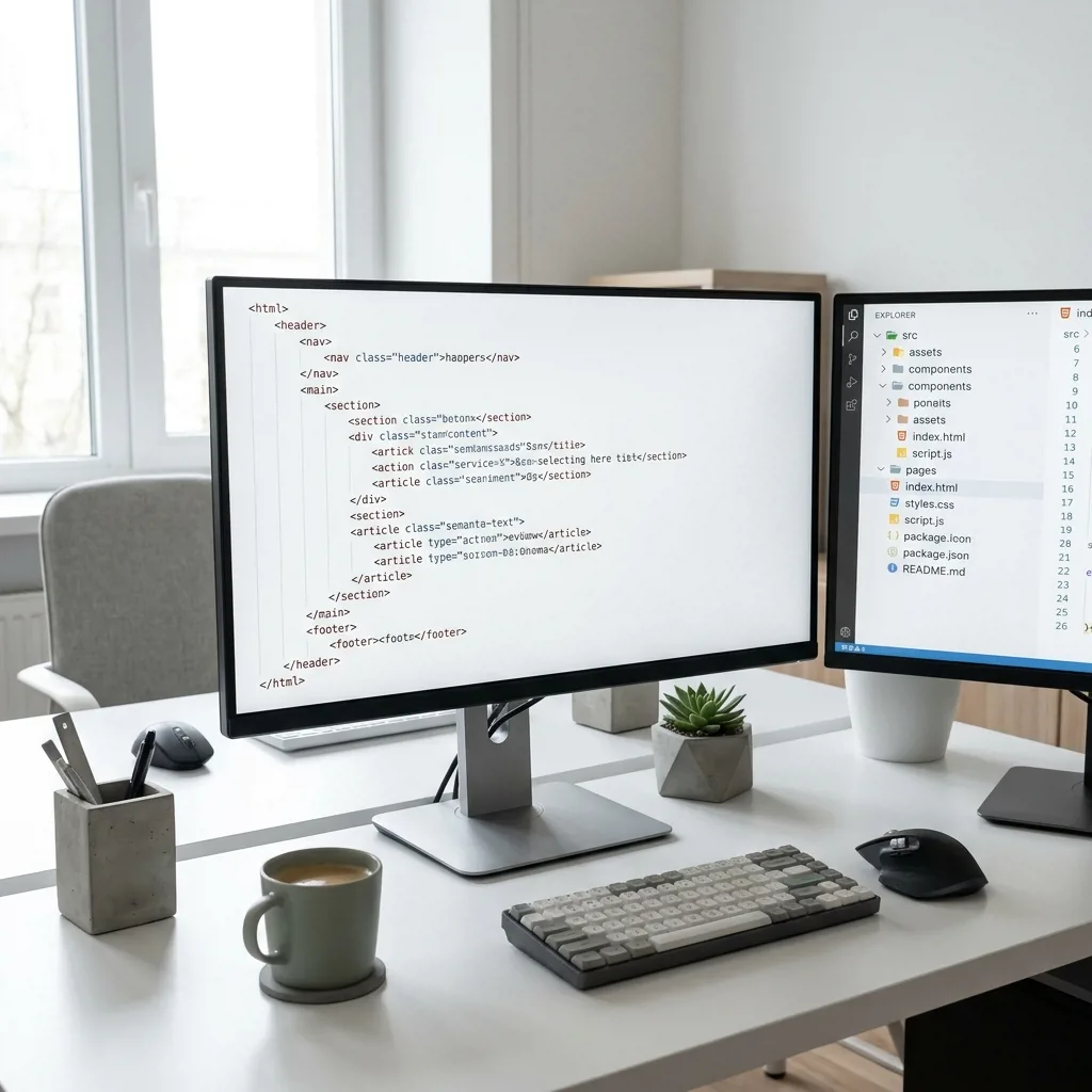 Чистый HTML-код на экране редактора